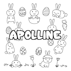 Coloriage pr&eacute;nom APOLLINE - d&eacute;cor Paques