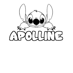 Coloriage prénom APOLLINE - décor Stitch
