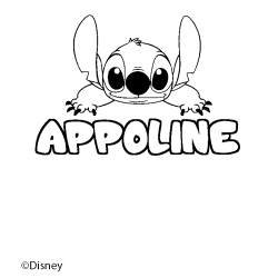 Coloriage pr&eacute;nom APPOLINE - d&eacute;cor Stitch