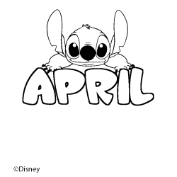 Coloriage pr&eacute;nom APRIL - d&eacute;cor Stitch