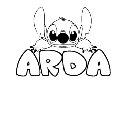 Coloriage prénom ARDA - décor Stitch
