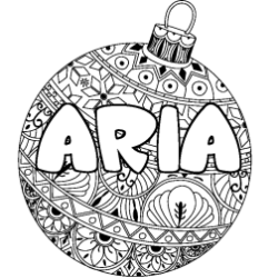 Coloriage pr&eacute;nom ARIA - d&eacute;cor Boule de No&euml;l