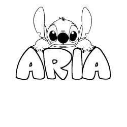 Coloriage prénom ARIA - décor Stitch