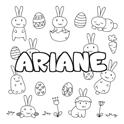 Coloriage pr&eacute;nom ARIANE - d&eacute;cor Paques