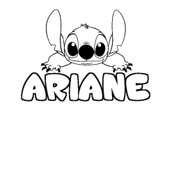 Coloriage prénom ARIANE - décor Stitch