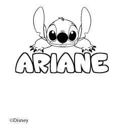 Coloriage pr&eacute;nom ARIANE - d&eacute;cor Stitch
