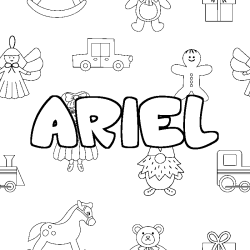 Coloriage pr&eacute;nom ARIEL - d&eacute;cor Jouets