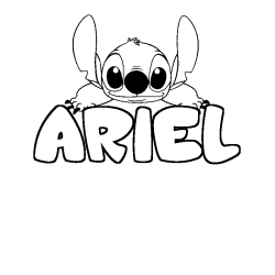 Coloriage prénom ARIEL - décor Stitch