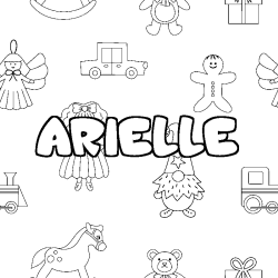 Coloriage prénom ARIELLE - décor Jouets