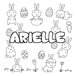 Coloriage pr&eacute;nom ARIELLE - d&eacute;cor Paques
