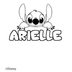 Coloriage pr&eacute;nom ARIELLE - d&eacute;cor Stitch