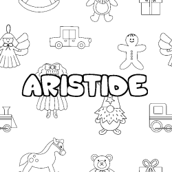 Coloriage pr&eacute;nom ARISTIDE - d&eacute;cor Jouets