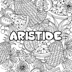 Coloriage pr&eacute;nom ARISTIDE - d&eacute;cor Mandala fruits