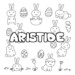 Coloriage pr&eacute;nom ARISTIDE - d&eacute;cor Paques