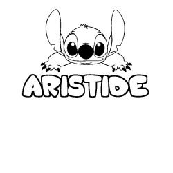 Coloriage prénom ARISTIDE - décor Stitch