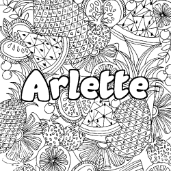 Coloriage pr&eacute;nom Arlette - d&eacute;cor Mandala fruits