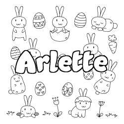 Coloriage pr&eacute;nom Arlette - d&eacute;cor Paques