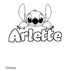 Coloriage pr&eacute;nom Arlette - d&eacute;cor Stitch