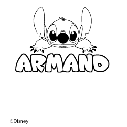 Coloriage pr&eacute;nom ARMAND - d&eacute;cor Stitch