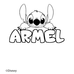 Coloriage pr&eacute;nom ARMEL - d&eacute;cor Stitch