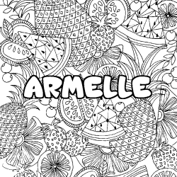 Coloriage pr&eacute;nom ARMELLE - d&eacute;cor Mandala fruits