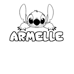 Coloriage prénom ARMELLE - décor Stitch