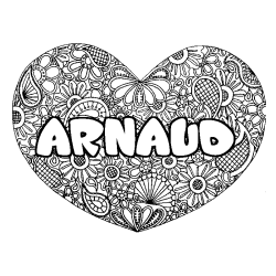Coloriage ARNAUD - d&eacute;cor Mandala coeur