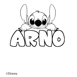 Coloriage pr&eacute;nom ARNO - d&eacute;cor Stitch