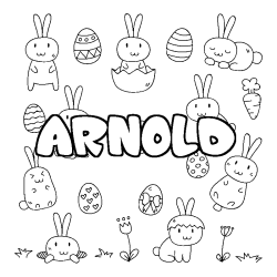 Coloriage pr&eacute;nom ARNOLD - d&eacute;cor Paques