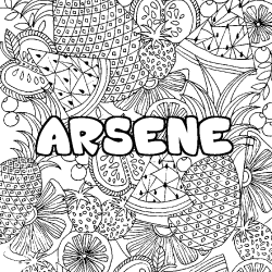 Coloriage pr&eacute;nom ARSENE - d&eacute;cor Mandala fruits