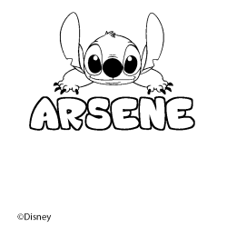 Coloriage pr&eacute;nom ARSENE - d&eacute;cor Stitch