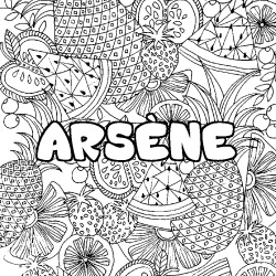 Coloriage pr&eacute;nom ARS&Egrave;NE - d&eacute;cor Mandala fruits