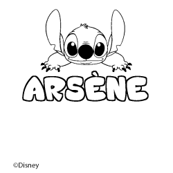 Coloriage pr&eacute;nom ARS&Egrave;NE - d&eacute;cor Stitch