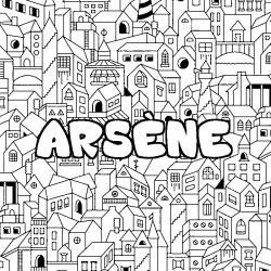 Coloriage pr&eacute;nom ARS&Egrave;NE - d&eacute;cor Ville
