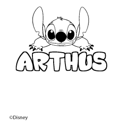 Coloriage pr&eacute;nom ARTHUS - d&eacute;cor Stitch