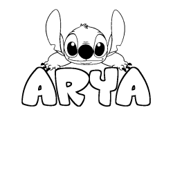 Coloriage prénom ARYA - décor Stitch