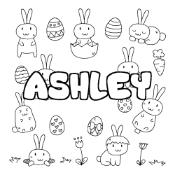 Coloriage pr&eacute;nom ASHLEY - d&eacute;cor Paques