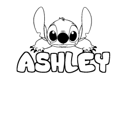 Coloriage prénom ASHLEY - décor Stitch