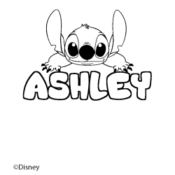 Coloriage pr&eacute;nom ASHLEY - d&eacute;cor Stitch
