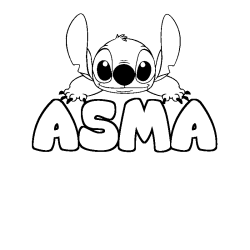 Coloriage prénom ASMA - décor Stitch