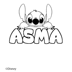 Coloriage pr&eacute;nom ASMA - d&eacute;cor Stitch