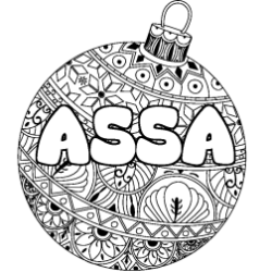 Coloriage prénom ASSA - décor Boule de Noël