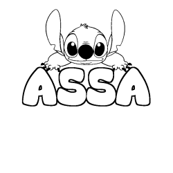 Coloriage prénom ASSA - décor Stitch