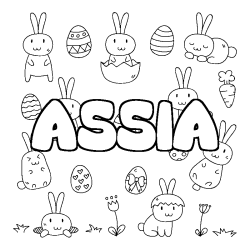 Coloriage ASSIA - d&eacute;cor Paques