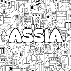 Coloriage ASSIA - d&eacute;cor Ville