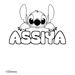 Coloriage pr&eacute;nom ASSIYA - d&eacute;cor Stitch