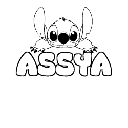 Coloriage prénom ASSYA - décor Stitch