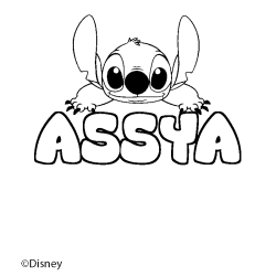 Coloriage pr&eacute;nom ASSYA - d&eacute;cor Stitch