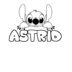 Coloriage prénom ASTRID - décor Stitch