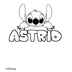 Coloriage pr&eacute;nom ASTRID - d&eacute;cor Stitch